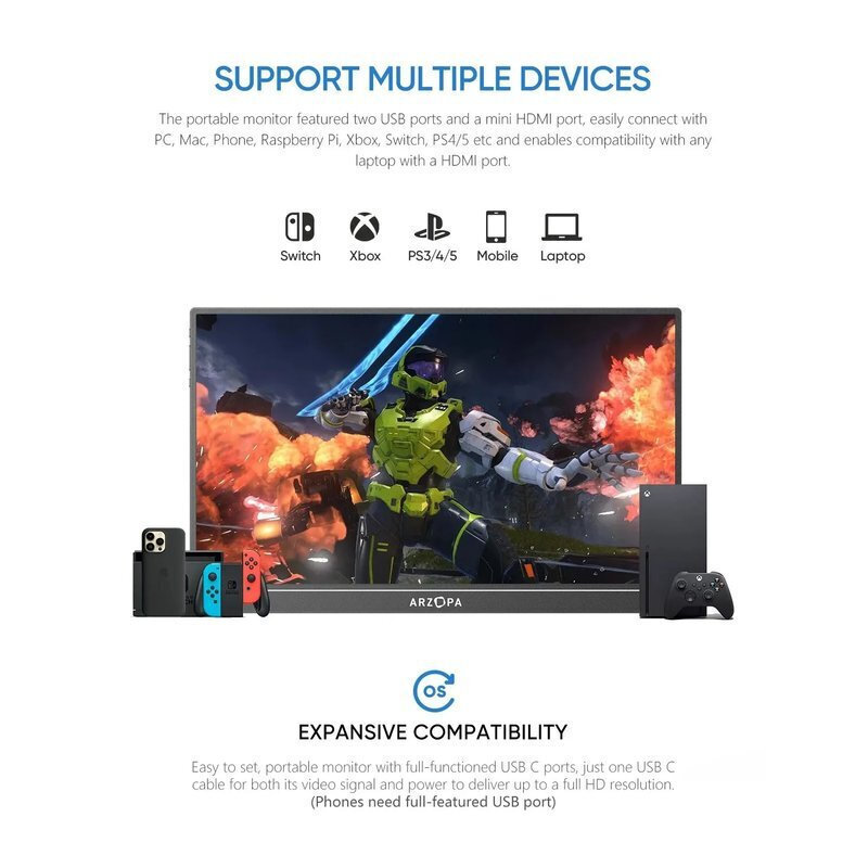 Arzopa G1 Game IPS Portable Monitor 16.1" FHD 1920x1080 144Hz view 4
