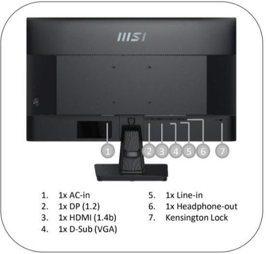 MSI PRO MP245G IPS Monitor 23.8" FHD 1920x1080 with Response Time 1ms GTG vue 3
