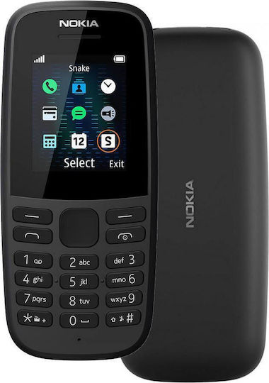 Nokia 105 (2019) Dual SIM Mobile with Buttons (Greek Menu) Black view 3