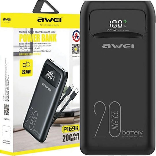 Awei P169K Power Bank 20000mAh 22.5W Power Delivery Black vue 4