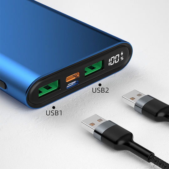 Dudao K14H Power Bank 10000mAh 20W with USB-A Port and USB-C Port Quick Charge 3.0 Blue view 2