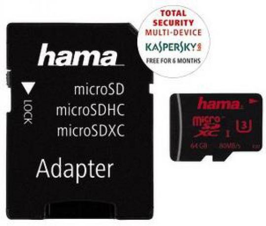 HAMA microSDXC 64GB V10 UHS-I 80MB/s with Adapter view 2