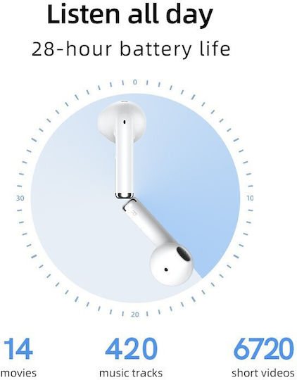 QCY T29 Ailybuds Lite Bluetooth Handsfree Earphones with Charging Case White vue 4