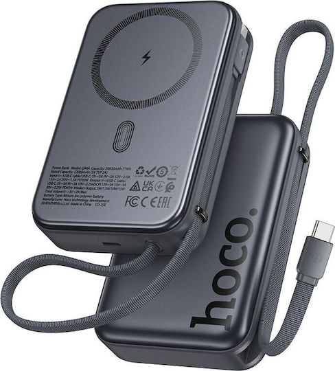 Hoco Q44A MagSafe Power Bank 20000mAh 45W With USB-C Output Port Power Delivery Quick Charge 3.0 Black view 3