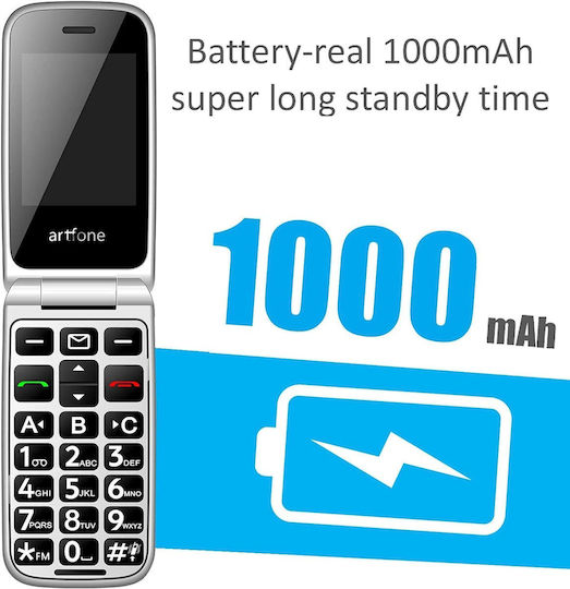 Artfone F20 Dual SIM Mobile with Large Buttons (Greek Menu) Blue view 2
