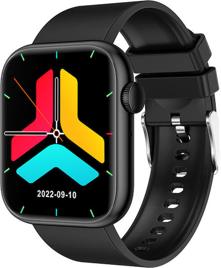 Smartwatch Idealstore Powerstyle Apple Via Bluetooth Integrated Speaker Microphone Voice Assistant Health Monitoring Pulse Oximeter Thermometer 100 Sports Modes App Notifications Black Color