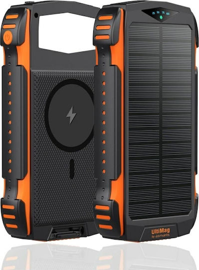 4Smarts Rugged Titanpack Ultimag Solar MagSafe Power Bank 20000mAh 15W with USB-A Port and USB-C Port Power Delivery / Quick Charge 3.0 Black/Orange view 1