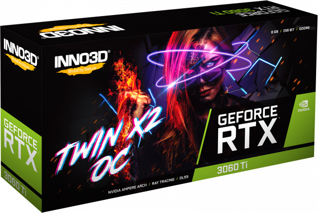 Inno 3D GeForce RTX 3060 Ti 8GB GDDR6 Twin X2 OC LHR Graphics Card N306T2-08D6X-119032DH view 2