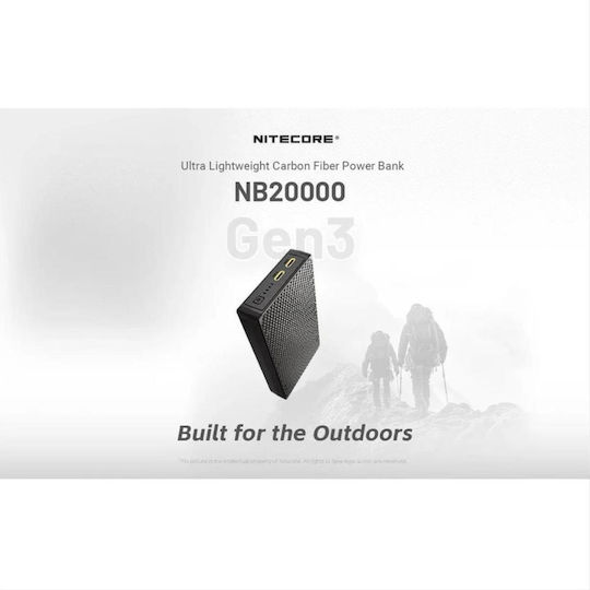 NiteCore NB20000 Gen3 Power Bank 20000mAh 45W with 2 USB-C Ports Carbon Fiber view 3