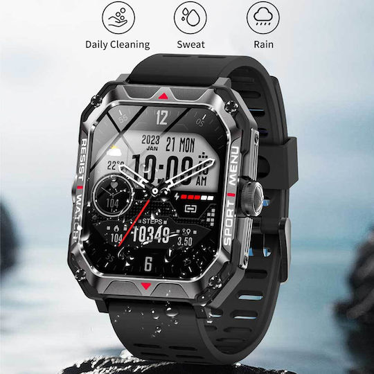 Lamtech LAM113485 47mm Smartwatch with Heart Rate Monitor (Black) view 4