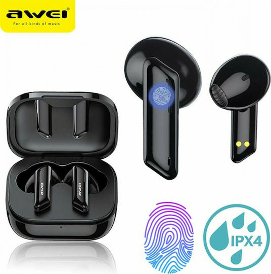 Awei T36 Earbud Bluetooth Handsfree Earphones with Sweat Resistance and Charging Case Black view 3
