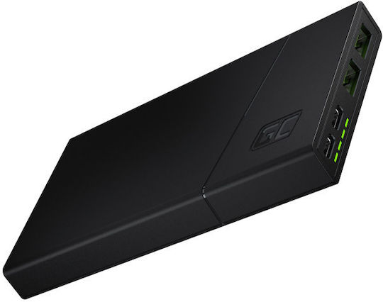Green Cell PBGC02S Power Bank 10000mAh 18W with 2 USB-A Ports and USB-C Port Power Delivery / Quick Charge 3.0 Black