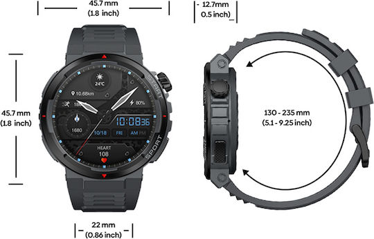 Zeblaze Ares 3 Plus Smartwatch with Heart Rate Monitor (Black) vue 8