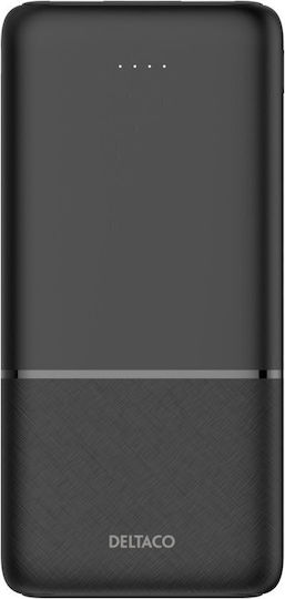 Deltaco Power Bank 10000mAh 18W with 2 USB-A Ports and USB-C Port Power Delivery Black view 3