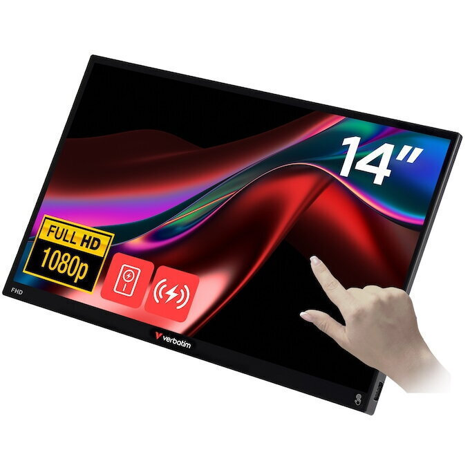 Verbatim 32088 IPS HDR Touch Portable Monitor 14" FHD 1920x1080 144Hz with Response Time 6ms GTG view 6