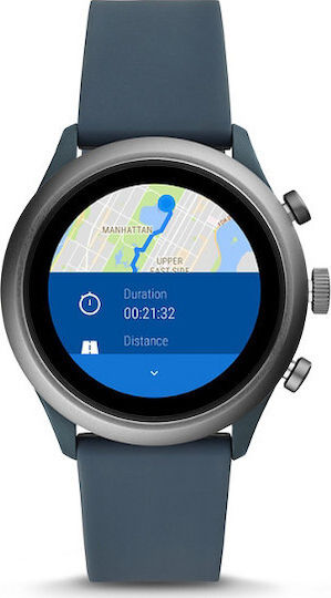 Fossil Sport Stainless Steel 43mm Smartwatch with Heart Rate Monitor (Blue) view 3