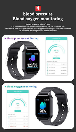 T96 Smartwatch with Heart Rate Monitor (Black) vue 5