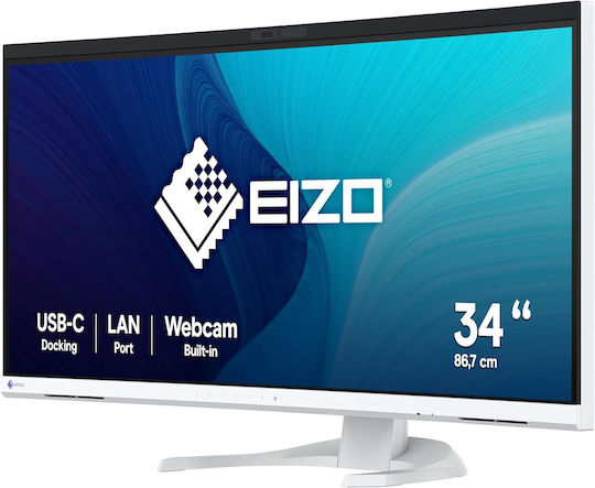 Eizo FlexScan EV3450XC-WT Ultrawide HDR Curved Monitor 34.1" QHD 3440x1440 view 2