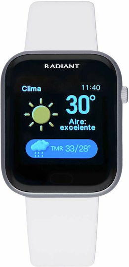 Radiant Manhattan Stainless Steel 35mm Smartwatch with Heart Rate Monitor (White)
