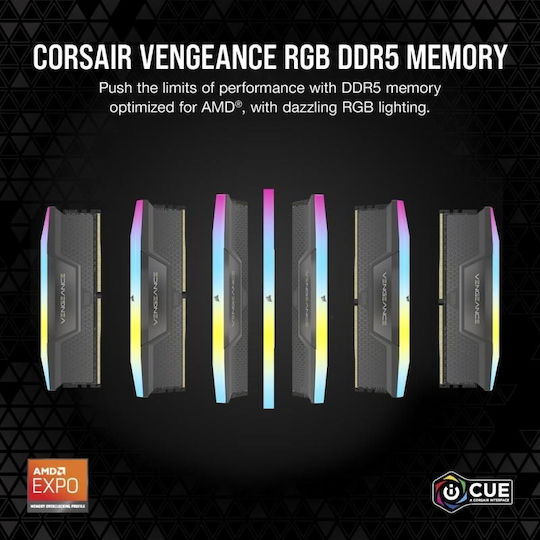 Corsair Vengeance AND EXPO DDR5 64GB RAM with 2x32GB Modules and Speed 5200 for Desktop CMH64GX5M2B5200Z40K vue 8