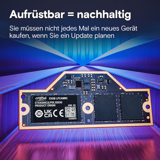 Crucial LPDDR5X Memory RAM With Module 1x32GB For Laptop CT32G75C2LP5X view 3