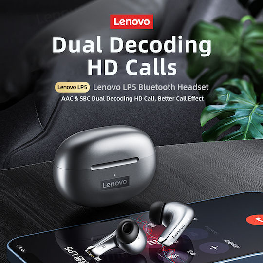 Lenovo LP5 In-ear Bluetooth Handsfree Earphones with Charging Case Black view 3