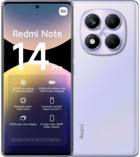 Xiaomi Redmi Note 14 Pro 4G NFC Dual SIM (8GB/256GB) Aurora Purple view 3
