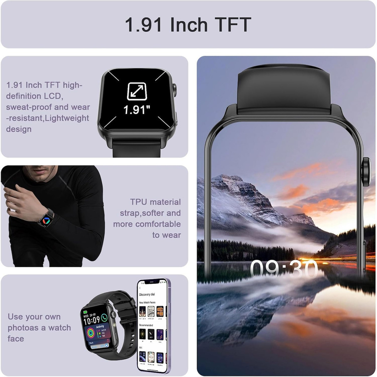 IOWODO R30 Pro Smartwatch with Heart Rate Monitor (Black) view 2