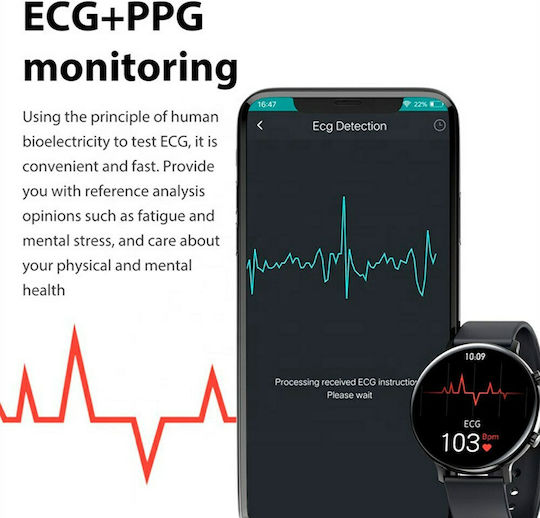GW33 Pro Smartwatch with Heart Rate Monitor (Black Case / Black Silicone Strap) view 5