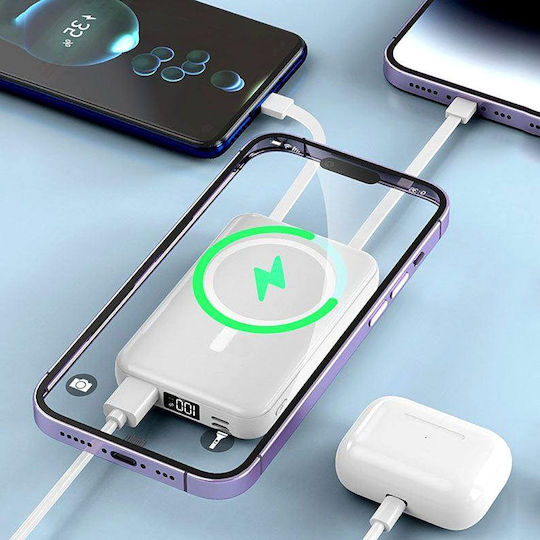 Υ211 Power Bank 20000mAh 20W with USB-A Port and 2 USB-C Ports Pink view 3