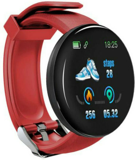 D18 Smartwatch with Heart Rate Monitor (Red)