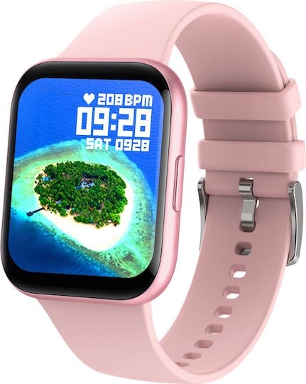 Idealstore Oxyo Smartwatch Fitness Bracelet 8 Sports Modes Heart Rate Oxygen Monitor Notifications Sleep Monitoring Pedometer Call Rejection Touch Screen Pink Color view 1