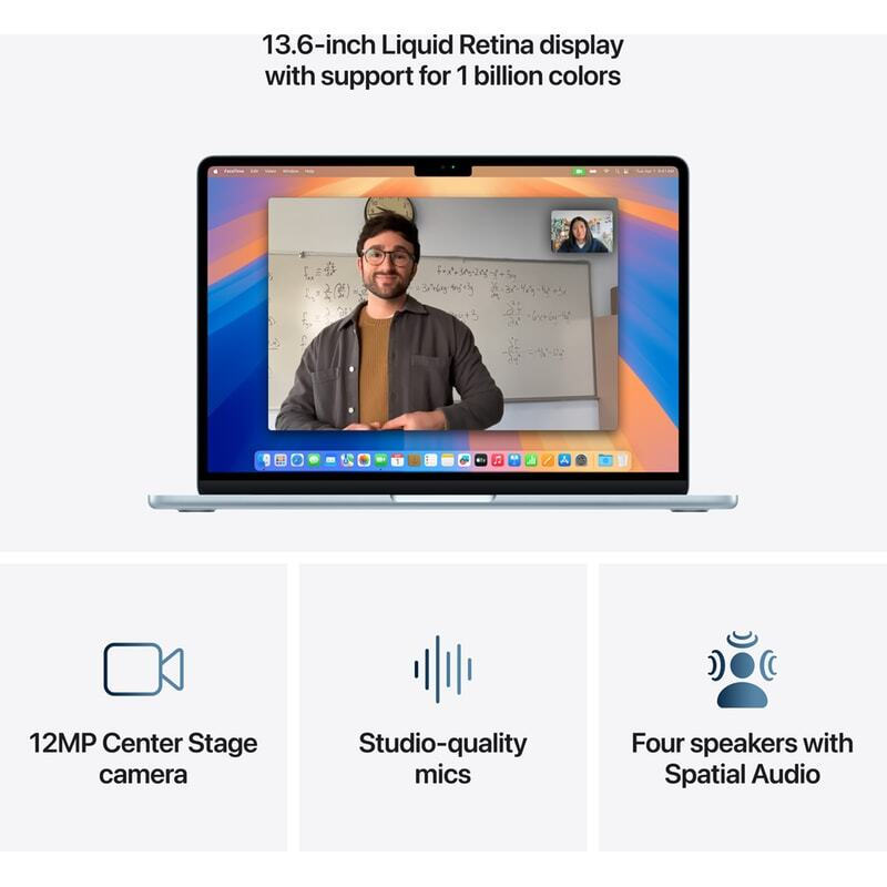Apple MacBook Air 13.6" IPS Retina Display (M4-10-Core/16GB/256GB SSD/8-Core GPU) with 30W Charger Sky Blue (GR Keyboard) view 7