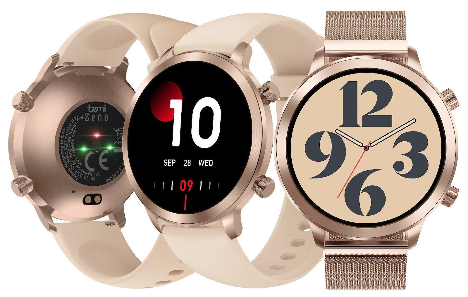 Bemi Zeno AI Stainless Steel Smartwatch with Heart Rate Monitor Gold view 3