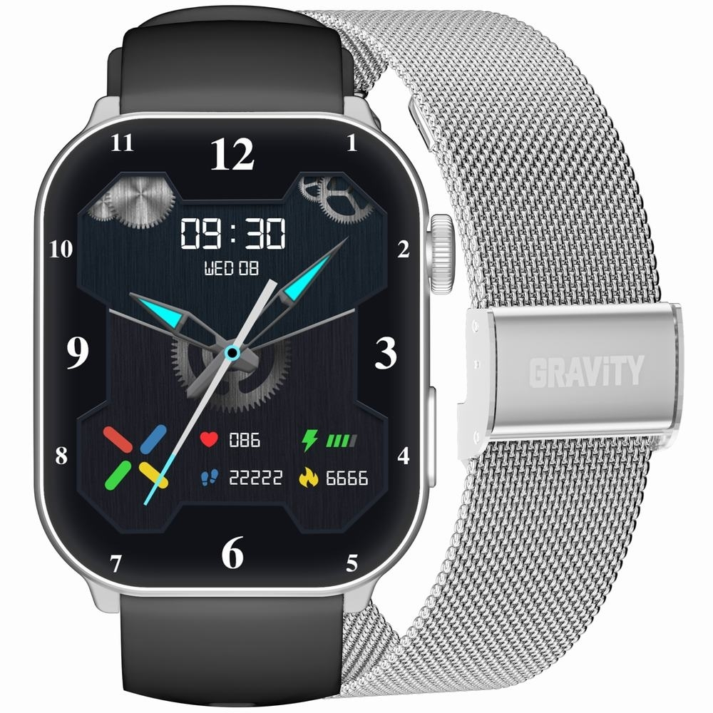 Women's Smartwatch Gravity Gt28-9 Strap + Bracelet Black Silver