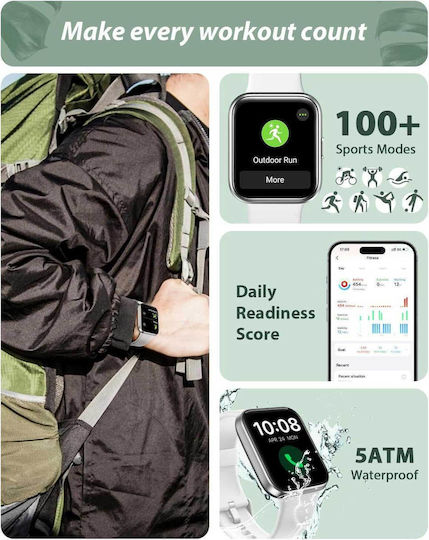 Tensky ID208 Plus Smartwatch with Heart Rate Monitor (White) view 4
