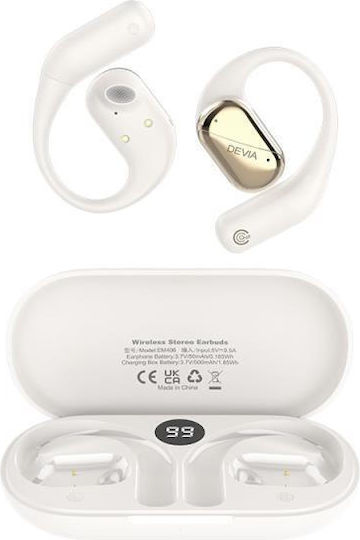 Devia EM406 OWS Lite1 Open Ear Bluetooth Handsfree Earphones with Charging Case White view 1