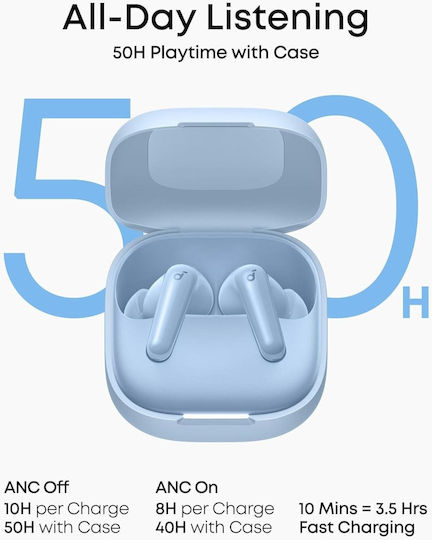 Soundcore by Anker R60i In-ear Bluetooth Handsfree Earphones with Sweat Resistance and Charging Case Light Blue view 4
