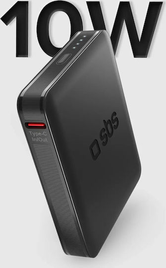 SBS NanoTube Power Bank 5000mAh 10W with USB-C Port Power Delivery Black view 3