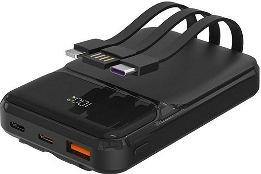 S-Link P104 Power Bank 10000mAh with USB-A Port and USB-C Power Delivery Port Black