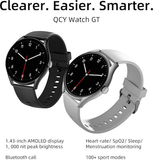 QCY GT S8 Smartwatch with Heart Rate Monitor (Gray) view 2