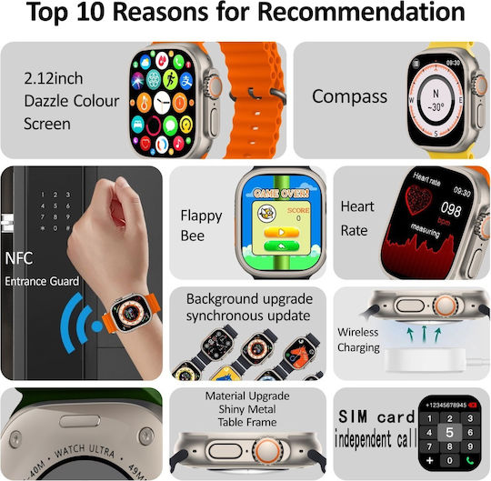 S8 Ultra 49mm Smartwatch (Orange) view 2
