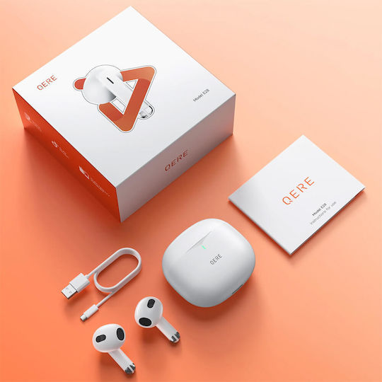 Qere E28 Earbud Bluetooth Handsfree Earphones with Sweat Resistance and Charging Case White view 9