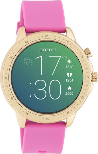 Oozoo Q00325 45mm Smartwatch with Heart Rate Monitor (Rose Gold / Fuchsia) view 2