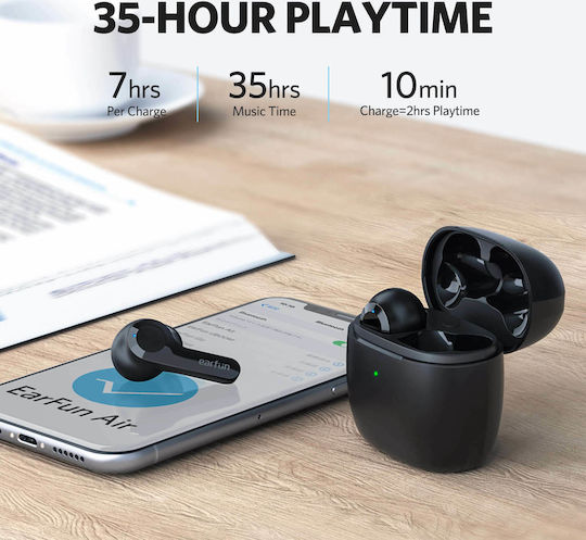 Earfun Air TWS In-ear Bluetooth Handsfree Earphones with Sweat Resistance and Charging Case Black view 3