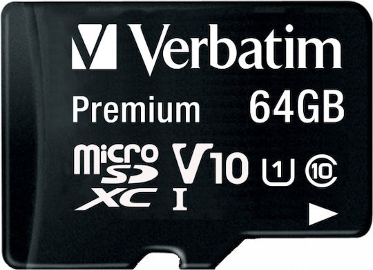 Verbatim Premium microSDXC 64GB U1 V10 A1 UHS-I 90MB/s with Adapter view 2
