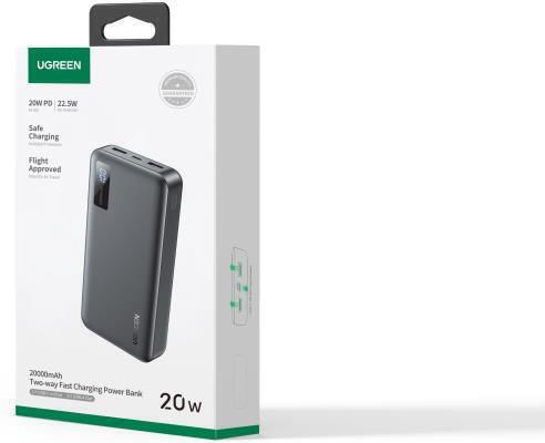 Ugreen PB312 Power Bank 20000mAh 20W with 2 USB-A Ports and USB-C Port Black vue 7