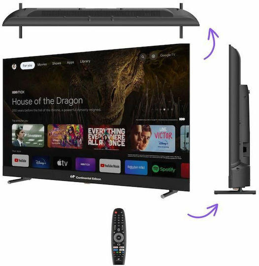 Continental Edison Smart Television 43" 4K UHD QLED CELEDGAM43QL24B6 (2024) vue 4