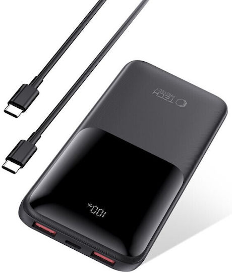 Tech-Protect PB01 Power Bank 10000mAh 22.5W with 2 USB-A Ports and USB-C Port Black vue 3
