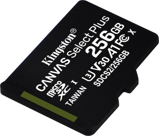 Kingston Canvas Select Plus microSDXC 256GB Class 10 U3 V30 A1 UHS-I vue 3